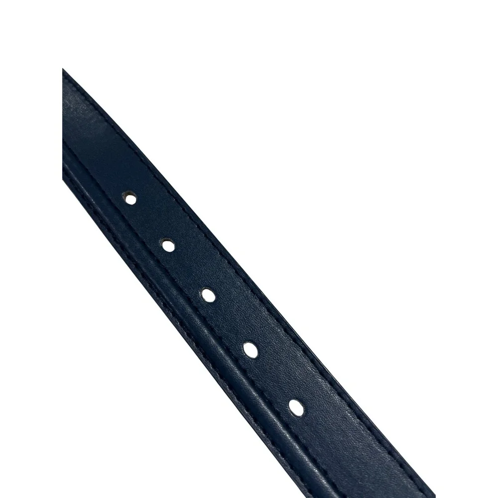 Kids A2023 Belt Kids XL Navy Blue Genuine Leather Silver Buckle Accessory D34